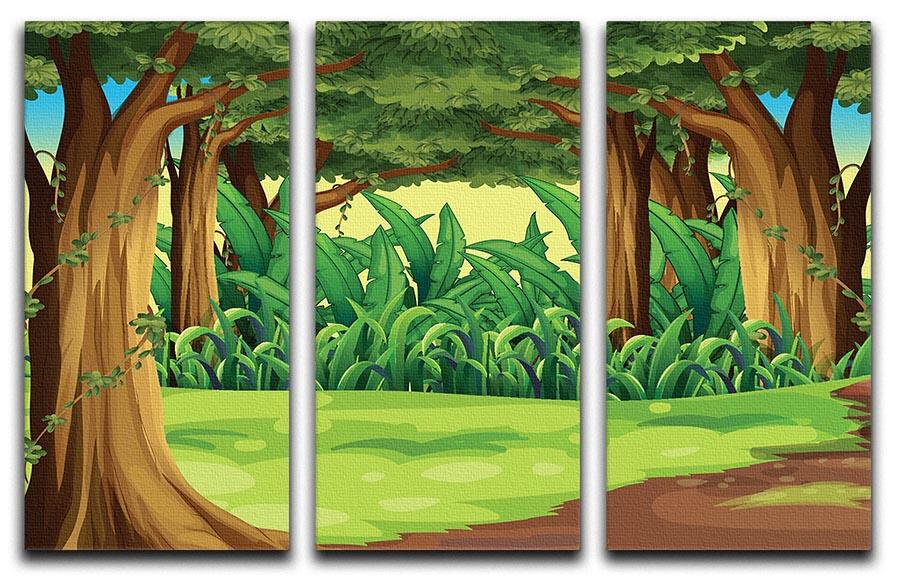 Illustration of the giant trees in the forest 3 Split Panel Canvas Print - Canvas Art Rocks - 1