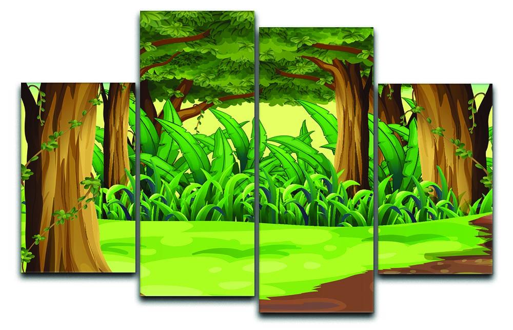 Illustration of the giant trees in the forest 4 Split Panel Canvas - Canvas Art Rocks - 1