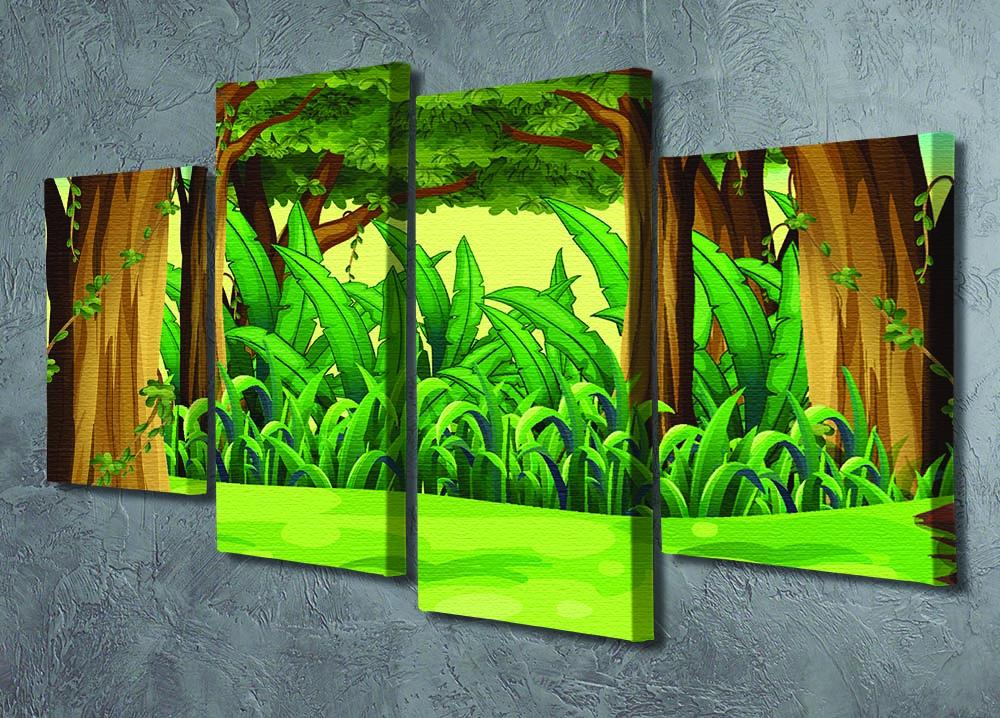 Illustration of the giant trees in the forest 4 Split Panel Canvas - Canvas Art Rocks - 2