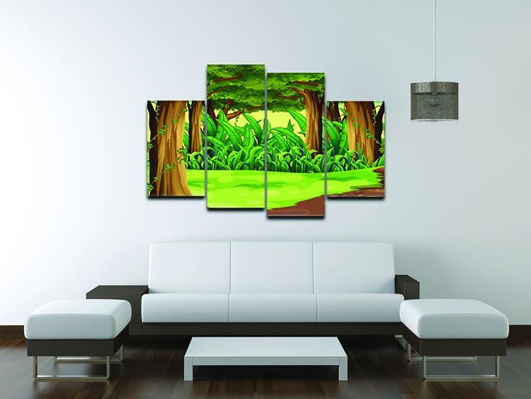 Illustration of the giant trees in the forest 4 Split Panel Canvas - Canvas Art Rocks - 3