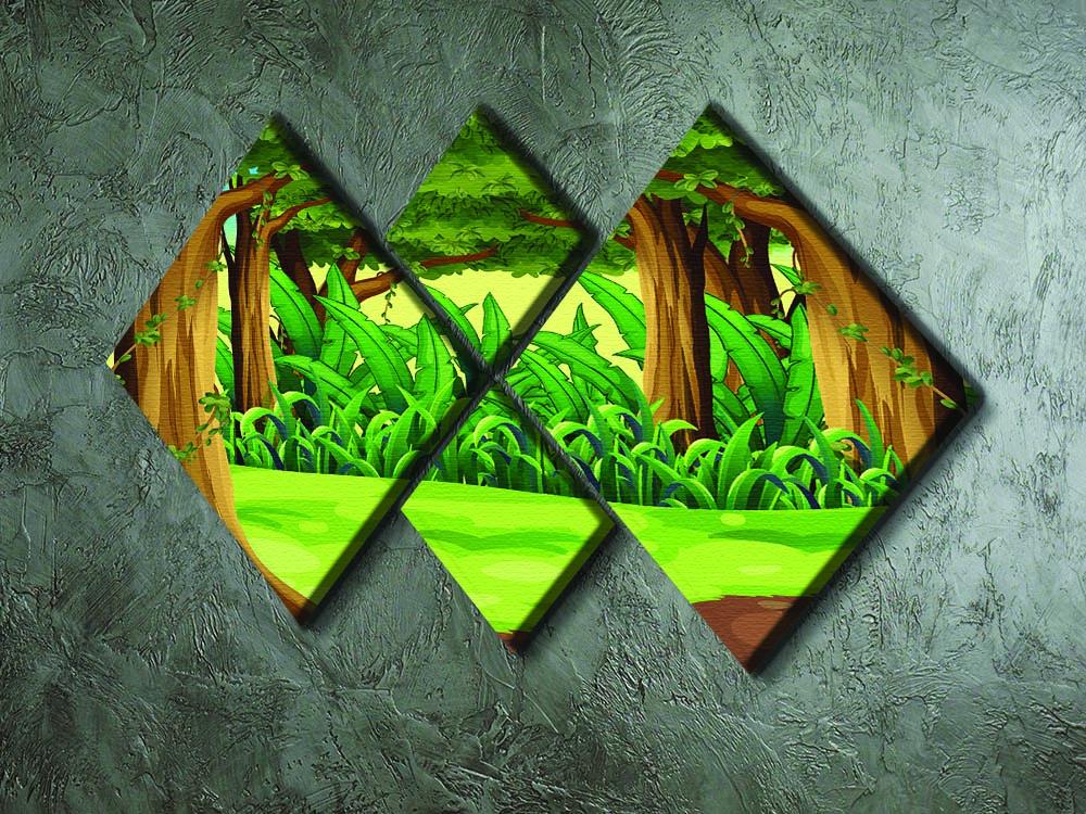 Illustration of the giant trees in the forest 4 Square Multi Panel Canvas - Canvas Art Rocks - 2