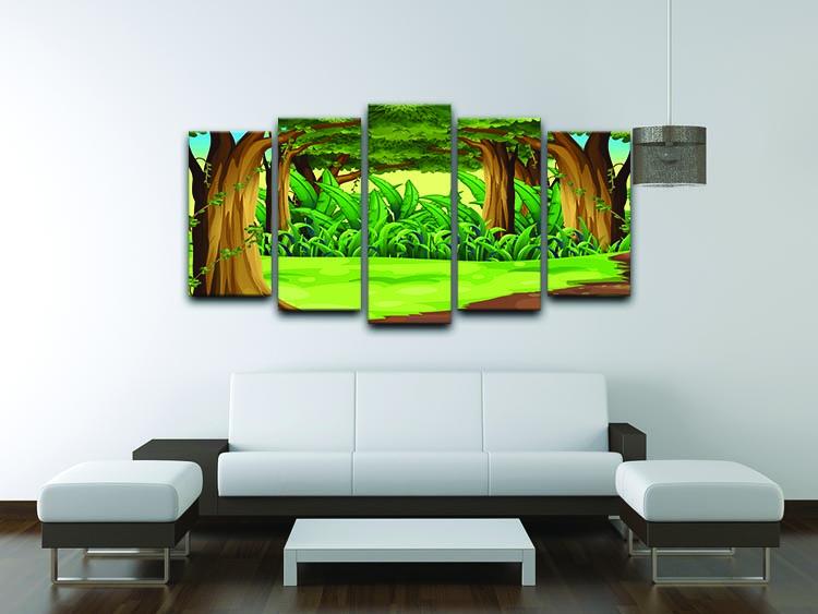 Illustration of the giant trees in the forest 5 Split Panel Canvas - Canvas Art Rocks - 3