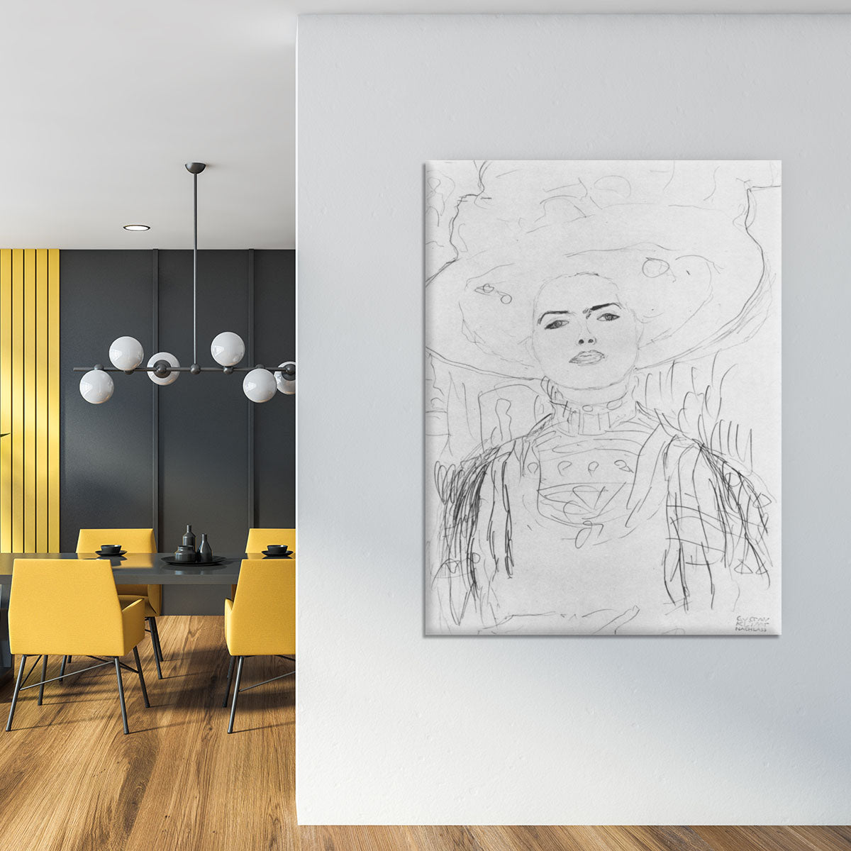 Image of a girl with a big hat by Klimt Canvas Print or Poster - Canvas Art Rocks - 4