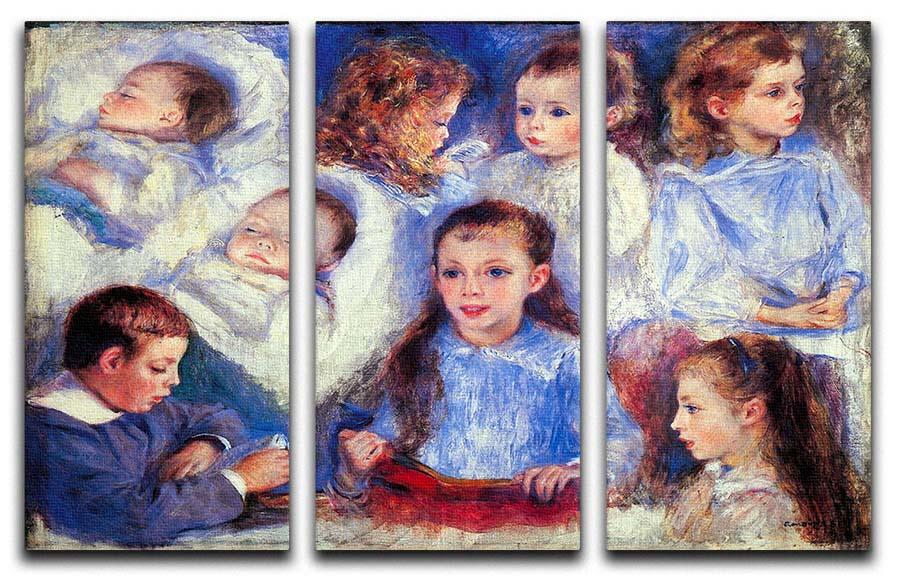 Images of childrens character heads by Renoir 3 Split Panel Canvas Print - Canvas Art Rocks - 1