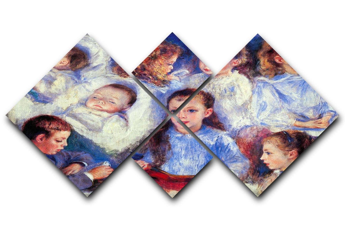 Images of childrens character heads by Renoir 4 Square Multi Panel Canvas  - Canvas Art Rocks - 1