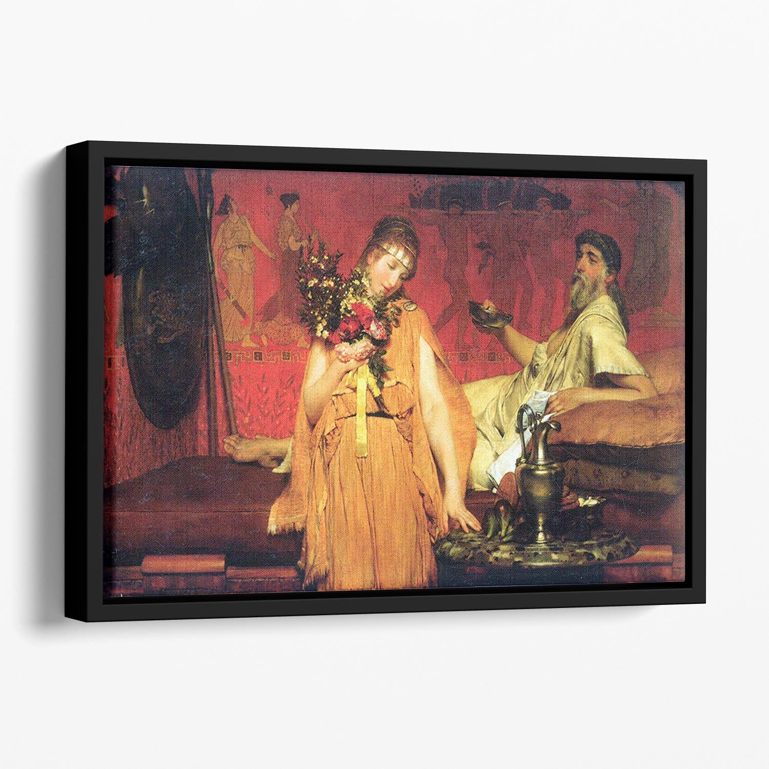In a state of trepidation by Alma Tadema Floating Framed Canvas - Canvas Art Rocks - 1