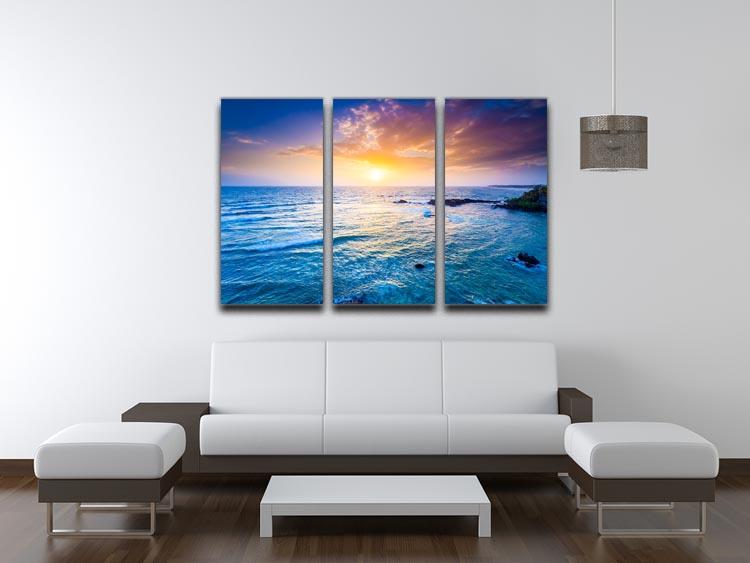 Indian ocean on sunset 3 Split Panel Canvas Print - Canvas Art Rocks - 3