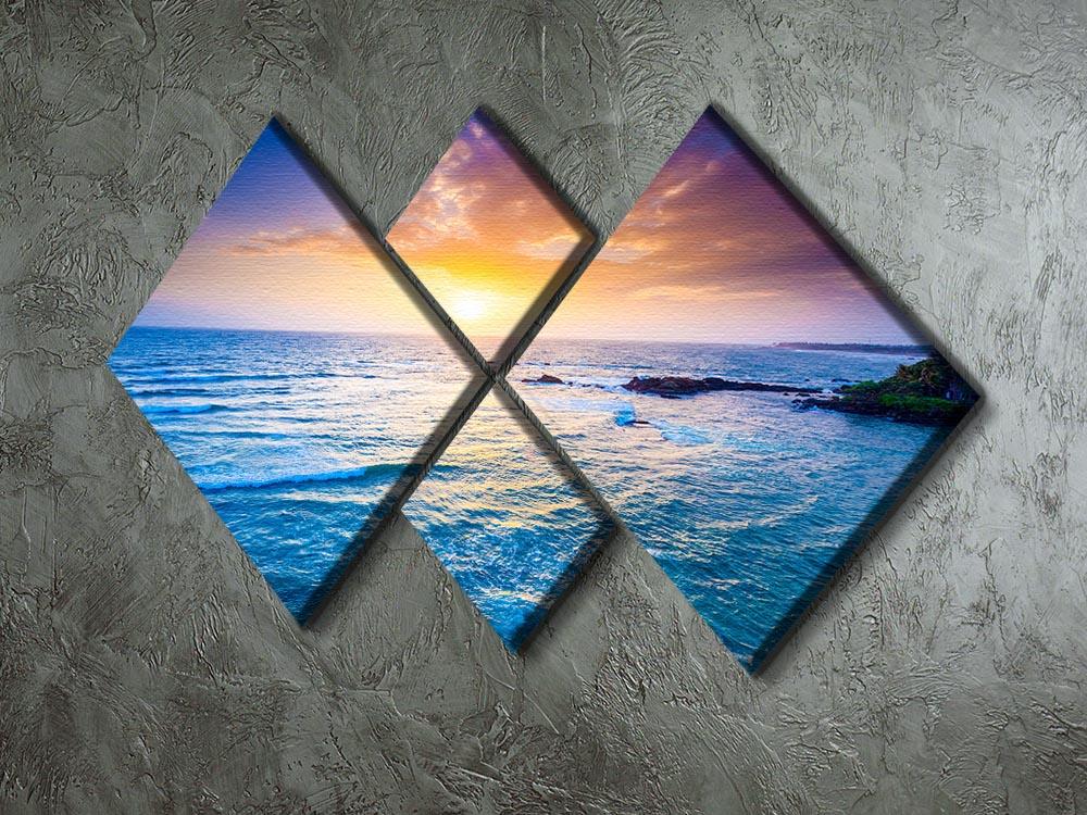 Indian ocean on sunset 4 Square Multi Panel Canvas  - Canvas Art Rocks - 2