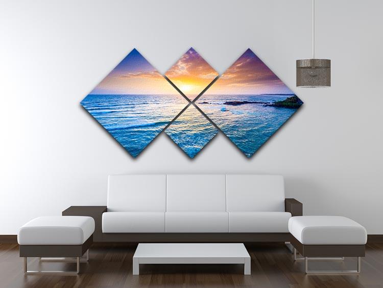 Indian ocean on sunset 4 Square Multi Panel Canvas  - Canvas Art Rocks - 3