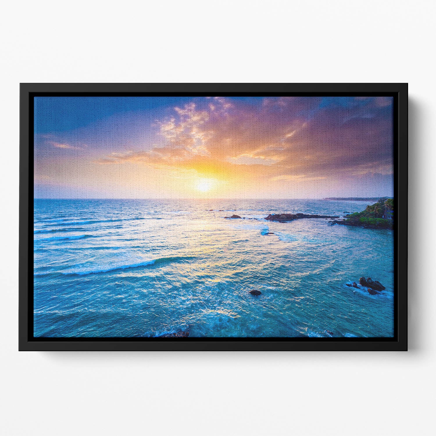 Indian ocean on sunset Floating Framed Canvas