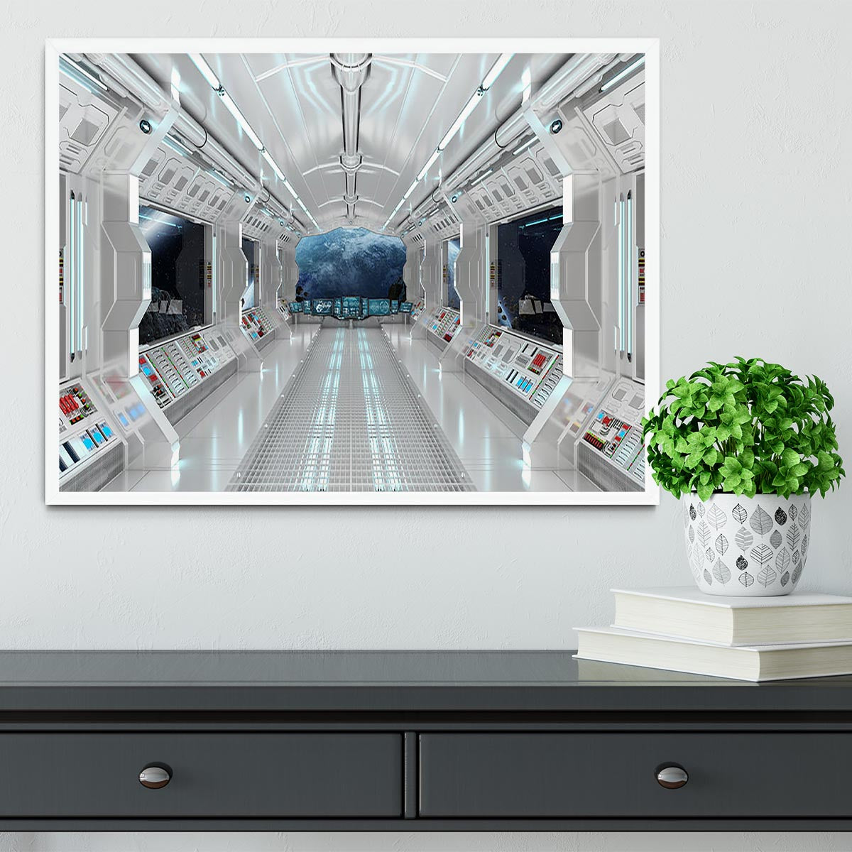 Inside Space Shuttle Framed Print - Canvas Art Rocks -6