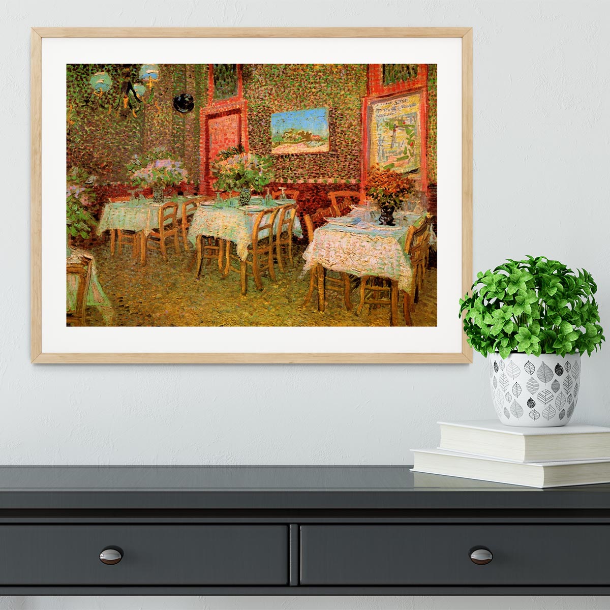 Interior of a restaurant by Van Gogh Framed Print - Canvas Art Rocks - 3