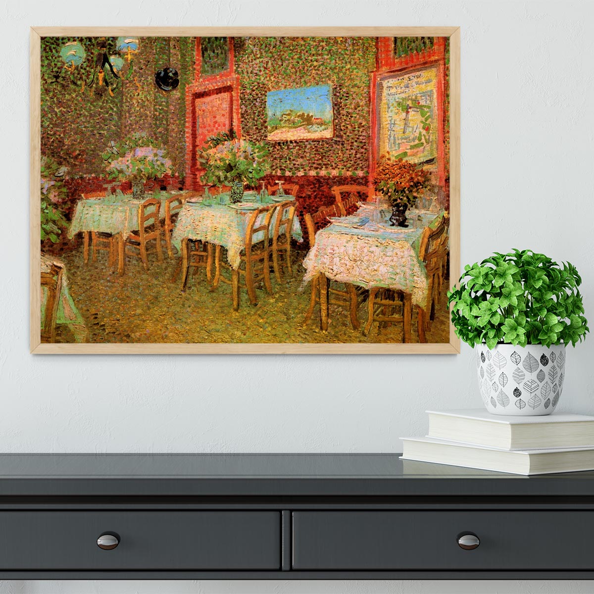 Interior of a restaurant by Van Gogh Framed Print - Canvas Art Rocks - 4