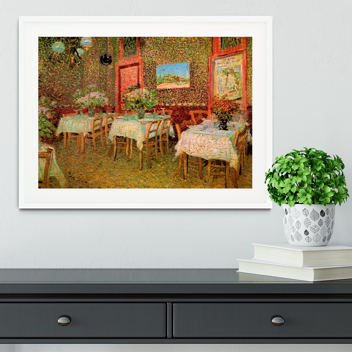 Interior of a restaurant by Van Gogh Framed Print - Canvas Art Rocks - 5