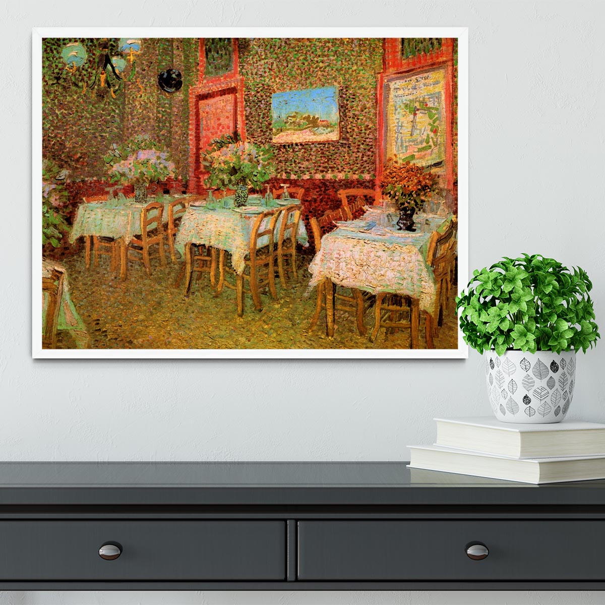 Interior of a restaurant by Van Gogh Framed Print - Canvas Art Rocks -6