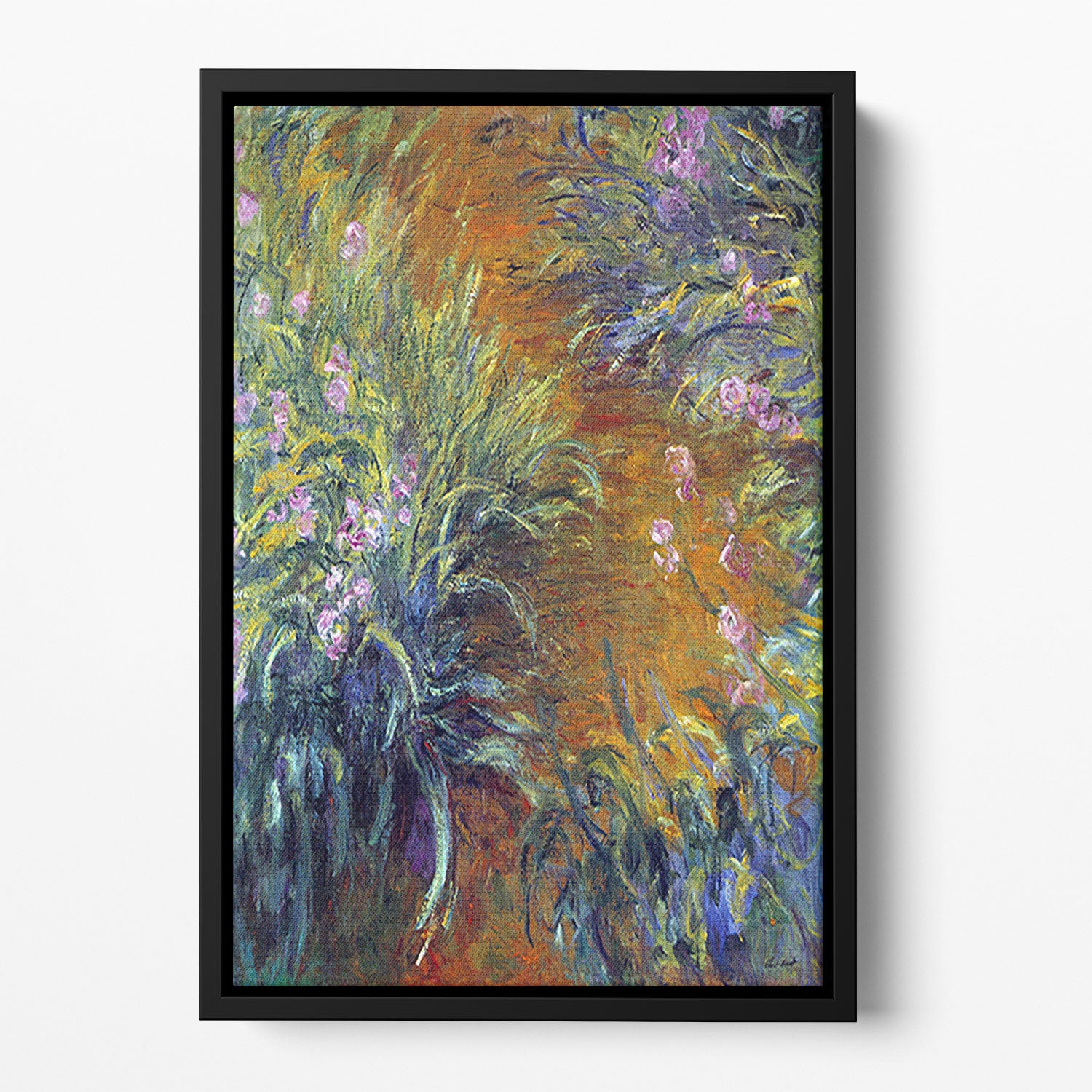Irises by Monet Floating Framed Canvas