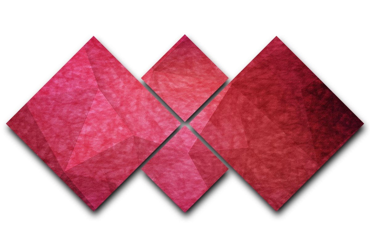 Japanese paper red background 4 Square Multi Panel Canvas  - Canvas Art Rocks - 1