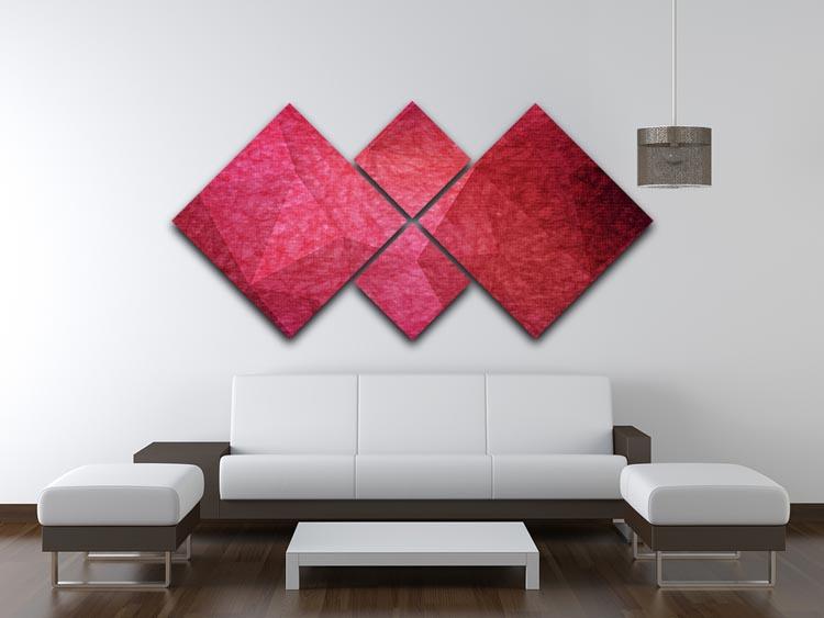Japanese paper red background 4 Square Multi Panel Canvas  - Canvas Art Rocks - 3