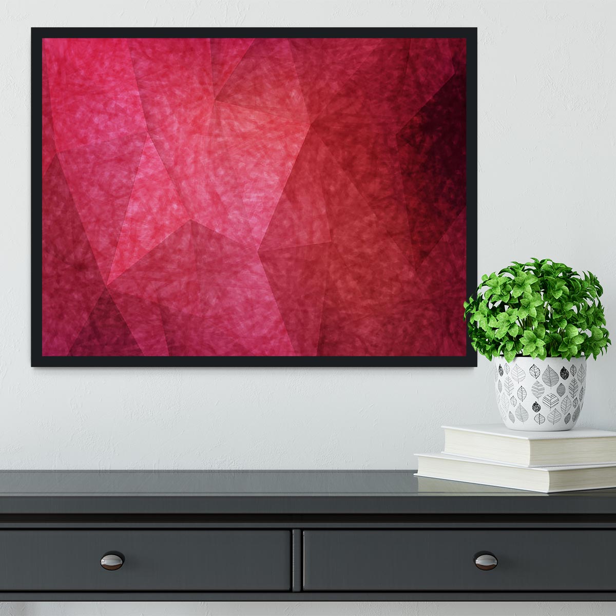 Japanese paper red background Framed Print - Canvas Art Rocks - 2