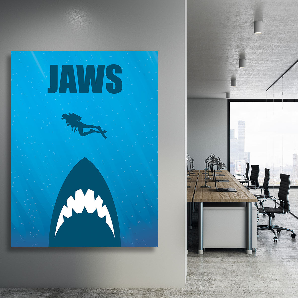 Jaws Minimal Movie Canvas Print or Poster - Canvas Art Rocks - 3