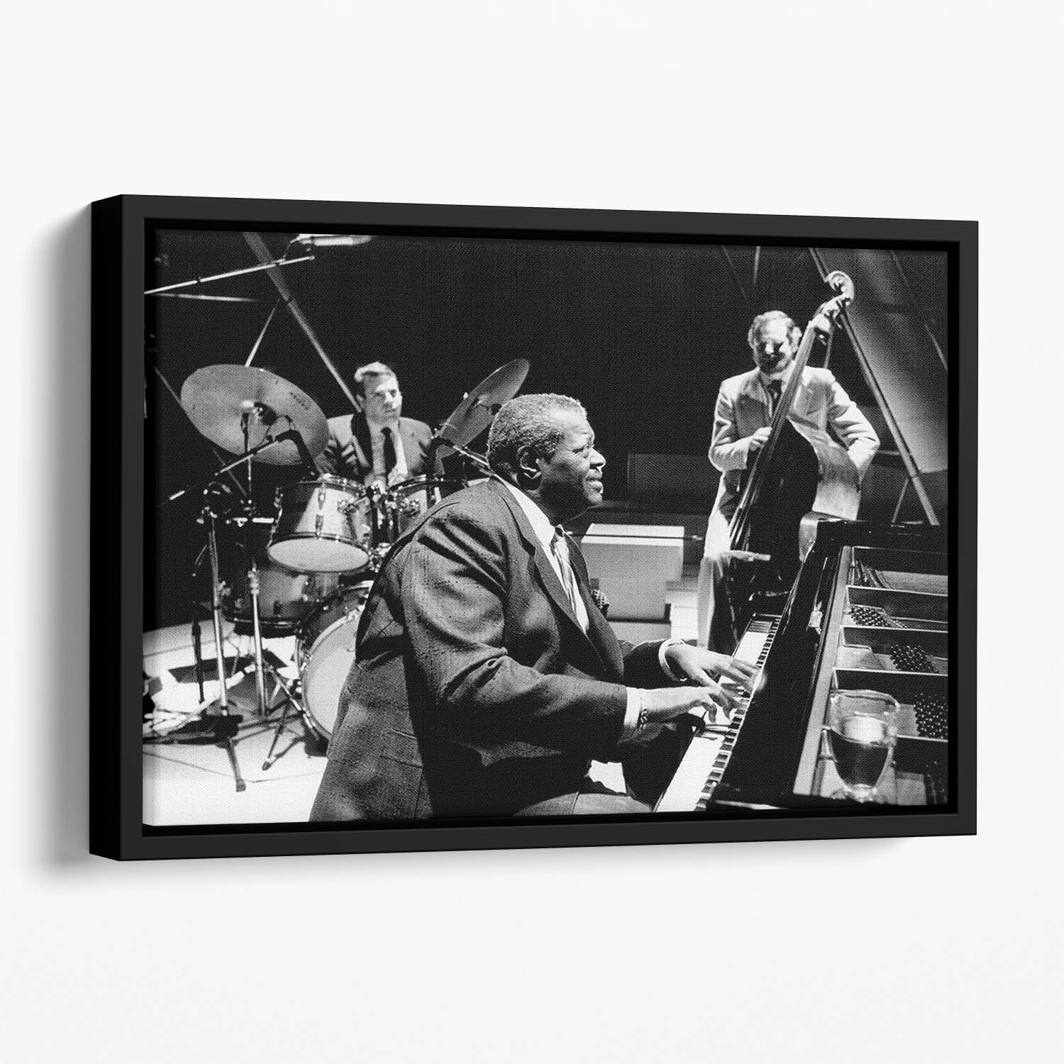 Jazz pianist Oscar Peterson Floating Framed Canvas
