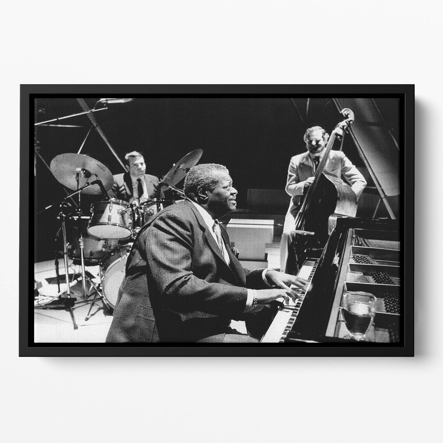 Jazz pianist Oscar Peterson Floating Framed Canvas