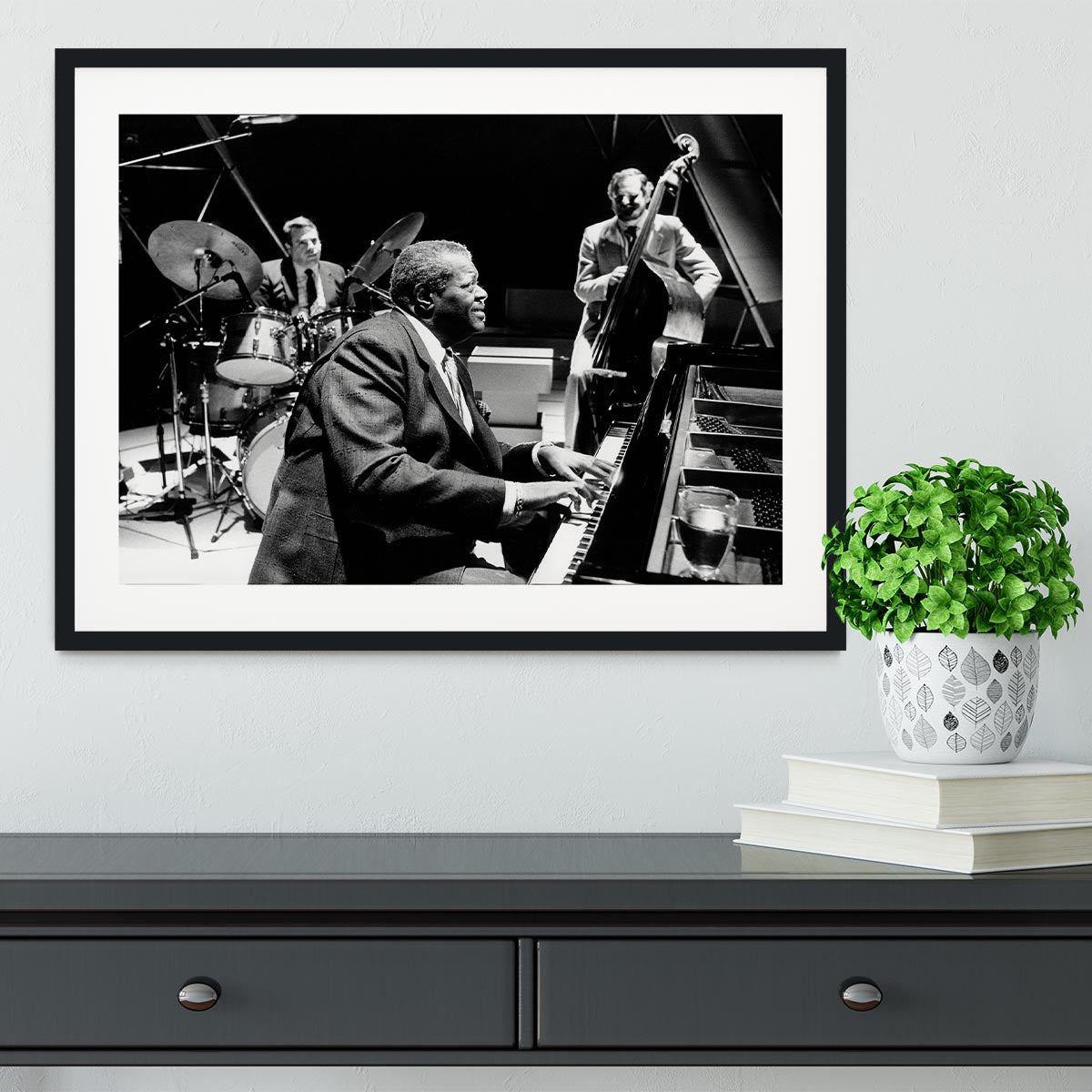 Jazz pianist Oscar Peterson Framed Print - Canvas Art Rocks - 1
