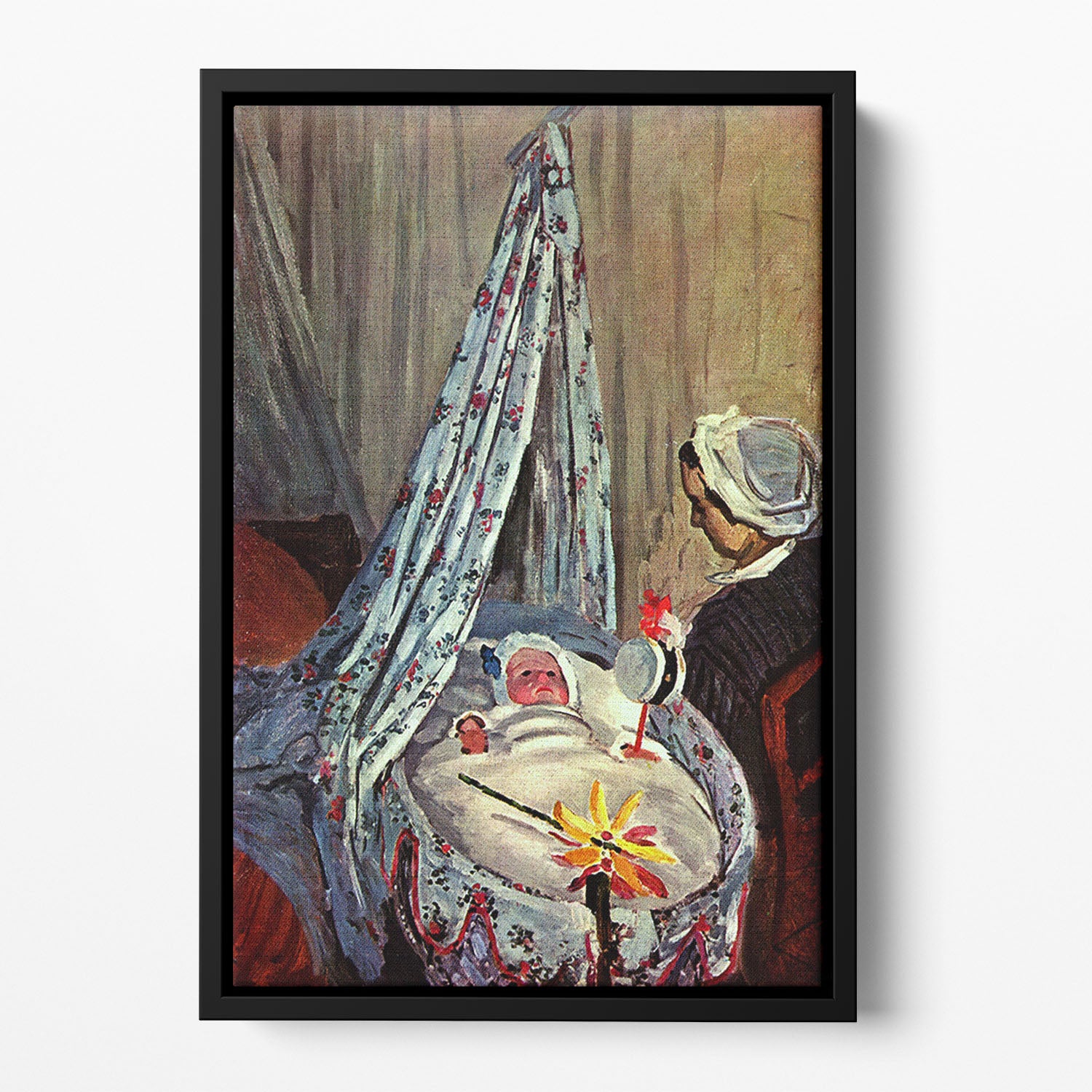 Jean Monet in the cradle by Monet Floating Framed Canvas