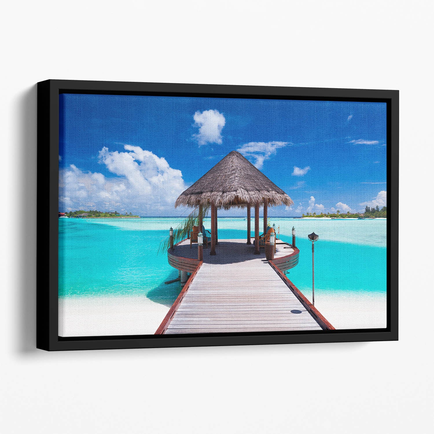 Jetty with amazing ocean Floating Framed Canvas