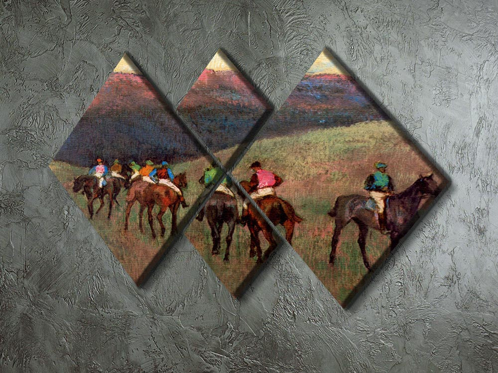 Jockeys in Training by Degas 4 Square Multi Panel Canvas - Canvas Art Rocks - 2