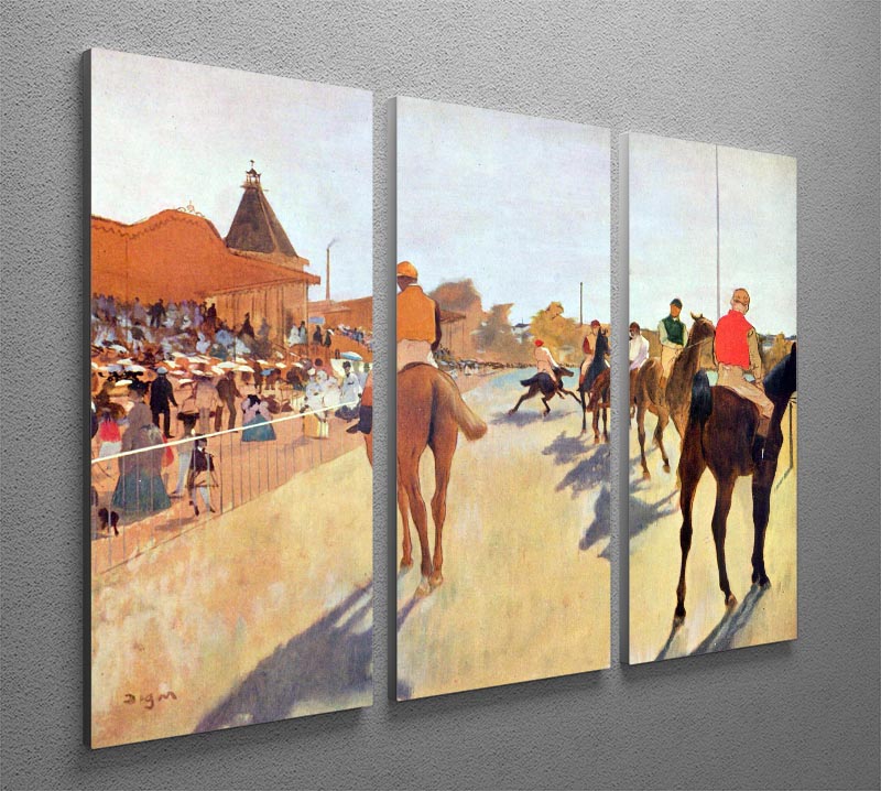 Jockeys in front of the grandstand by Degas 3 Split Panel Canvas Print - Canvas Art Rocks - 2
