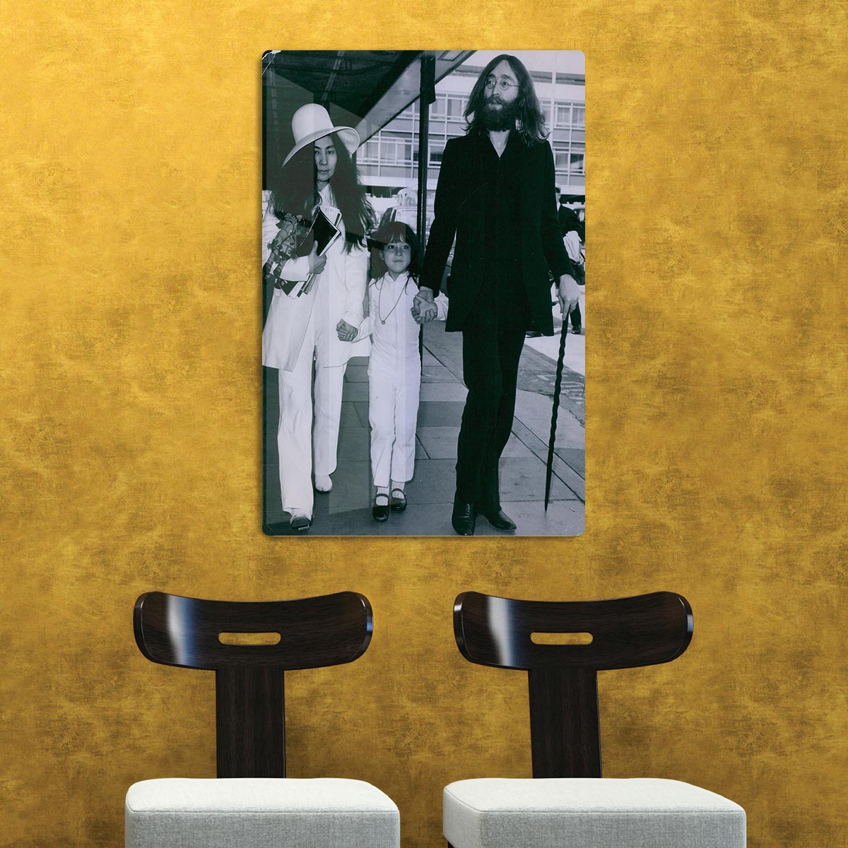 John Lennon Yoko Ono and her daughter Kyoko HD Metal Print