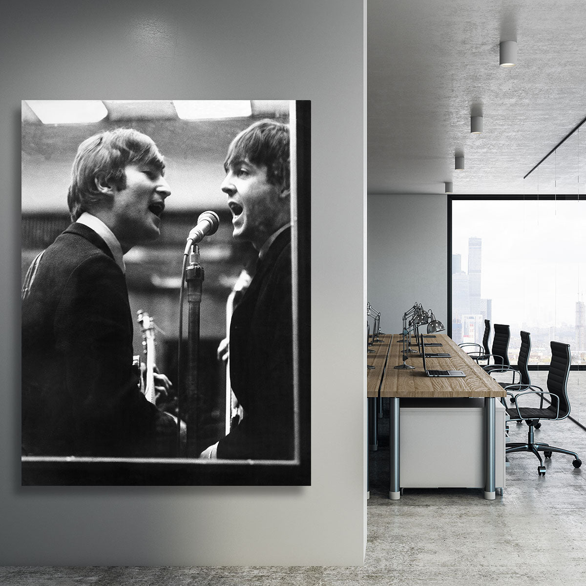 John Lennon and Paul McCartney in a recording studio Canvas Print or Poster - Canvas Art Rocks - 3