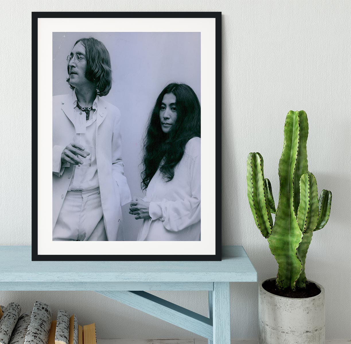 John Lennon and Yoko Ono at an exhibition Framed Print - Canvas Art Rocks - 1