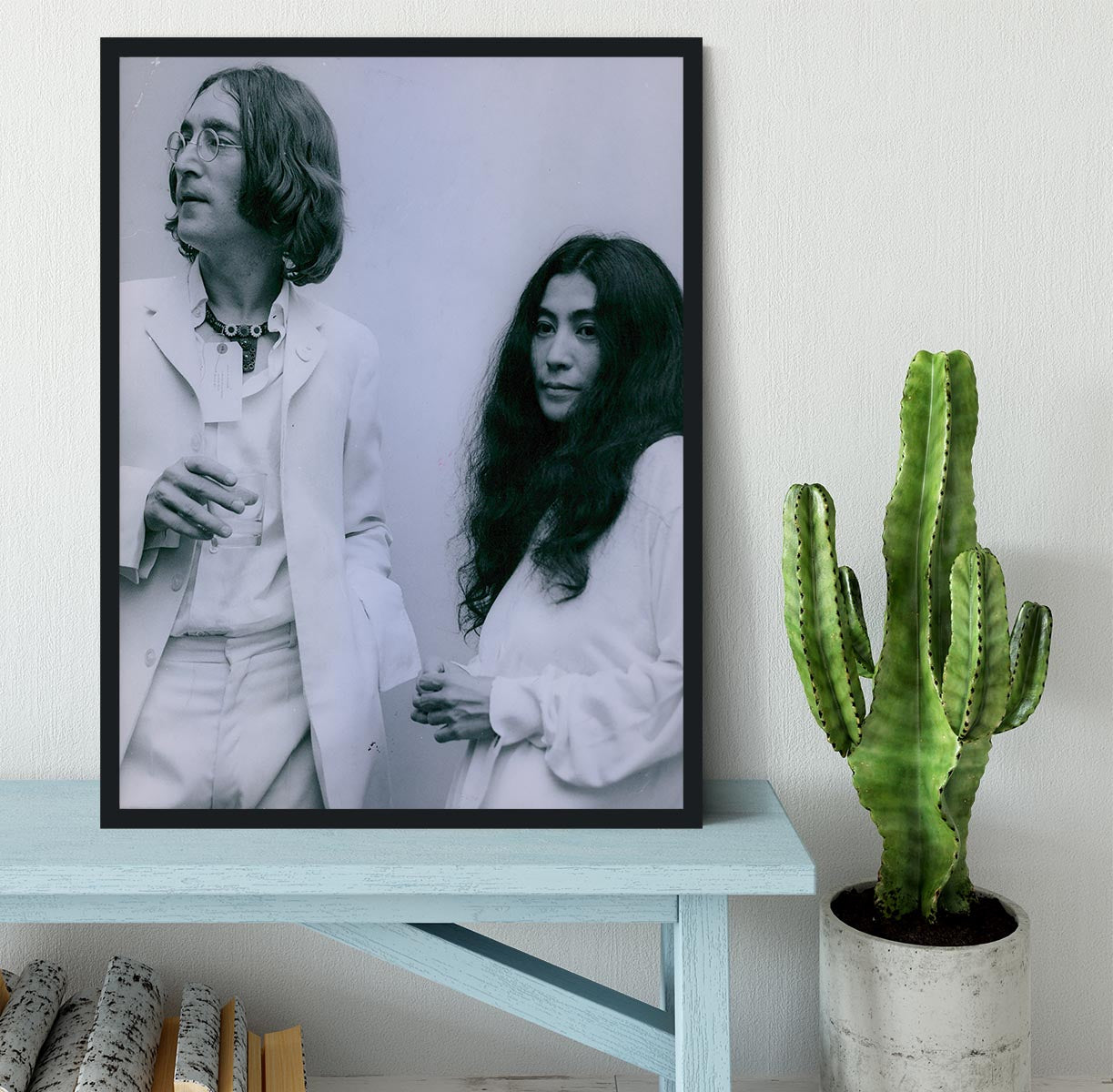 John Lennon and Yoko Ono at an exhibition Framed Print - Canvas Art Rocks - 2