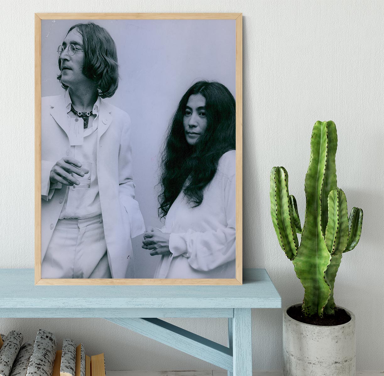 John Lennon and Yoko Ono at an exhibition Framed Print - Canvas Art Rocks - 4