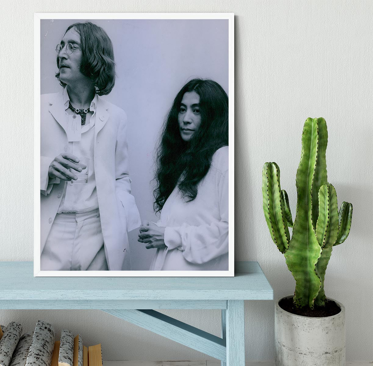 John Lennon and Yoko Ono at an exhibition Framed Print - Canvas Art Rocks -6