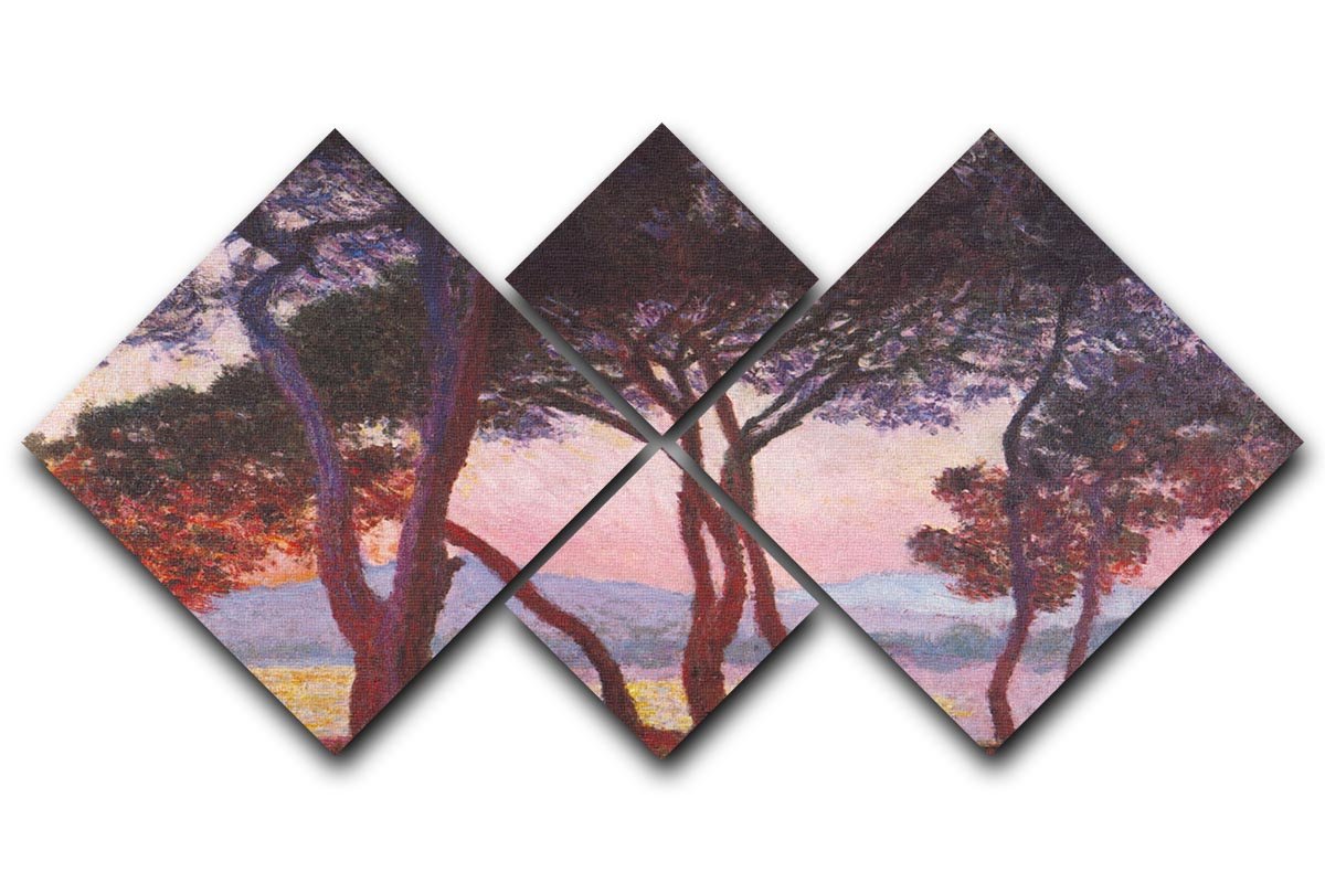 Juan les Pins by Monet 4 Square Multi Panel Canvas  - Canvas Art Rocks - 1
