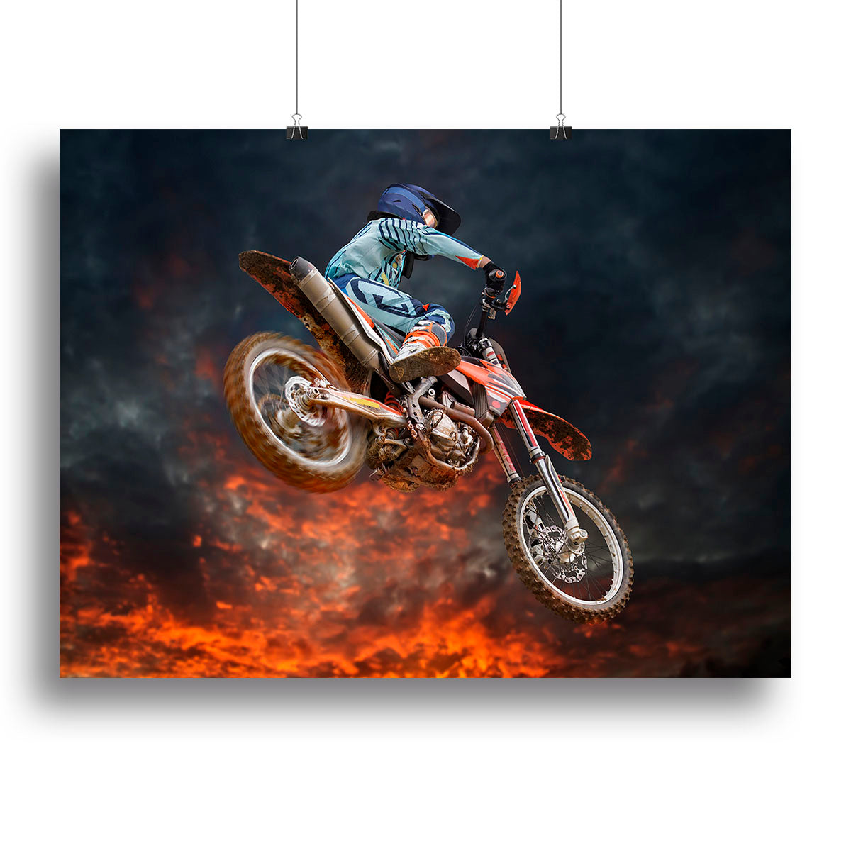 Jumping motocross rider Canvas Print or Poster - Canvas Art Rocks - 2