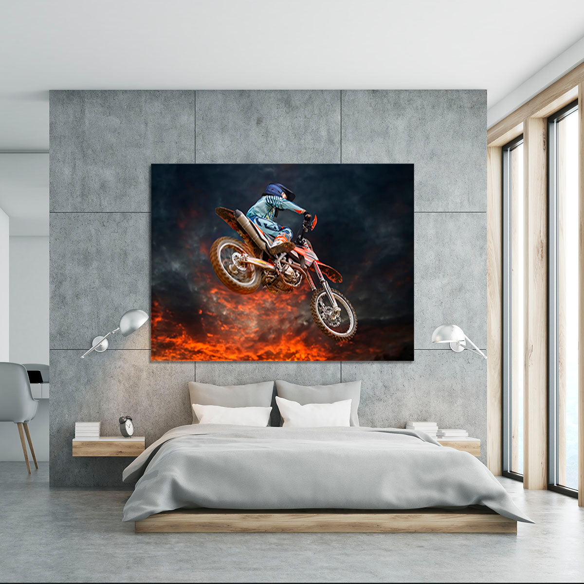 Jumping motocross rider Canvas Print or Poster - Canvas Art Rocks - 5