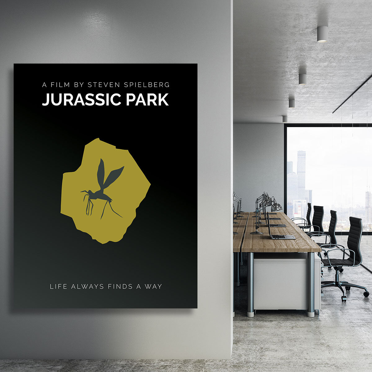 Jurassic Park Life Always Finds A Way Minimal Movie Canvas Print or Poster - Canvas Art Rocks - 3