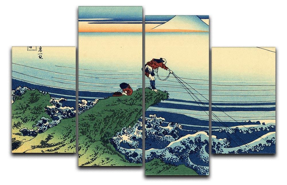Kajikazawa in Kai province by Hokusai 4 Split Panel Canvas  - Canvas Art Rocks - 1