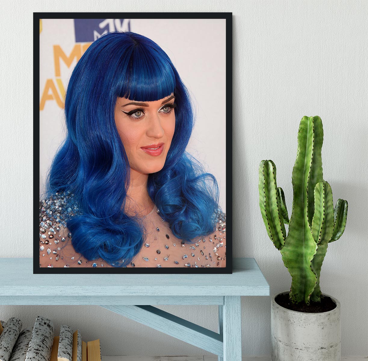 Katy Perry in blue Framed Print - Canvas Art Rocks - 2