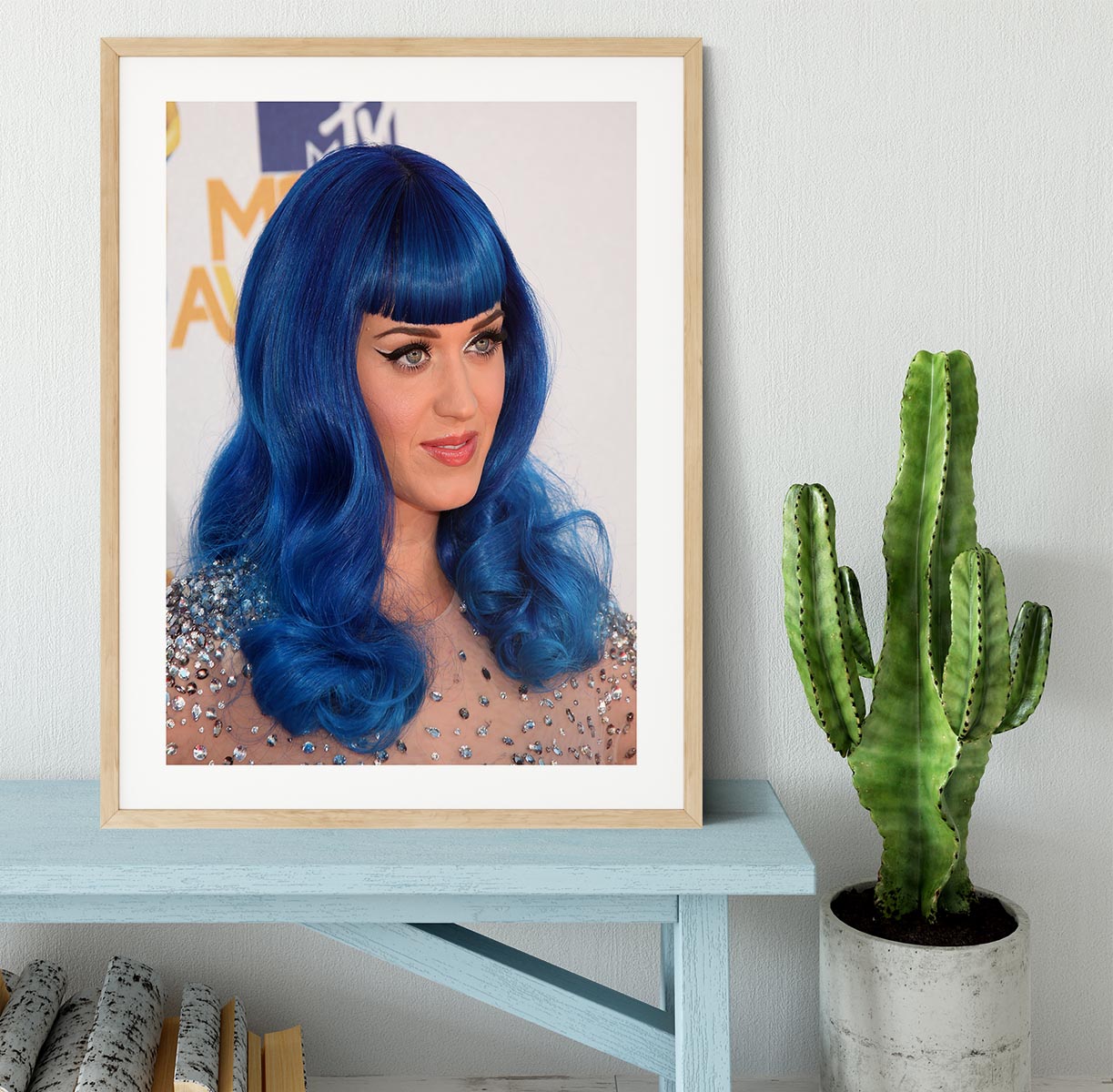 Katy Perry in blue Framed Print - Canvas Art Rocks - 3