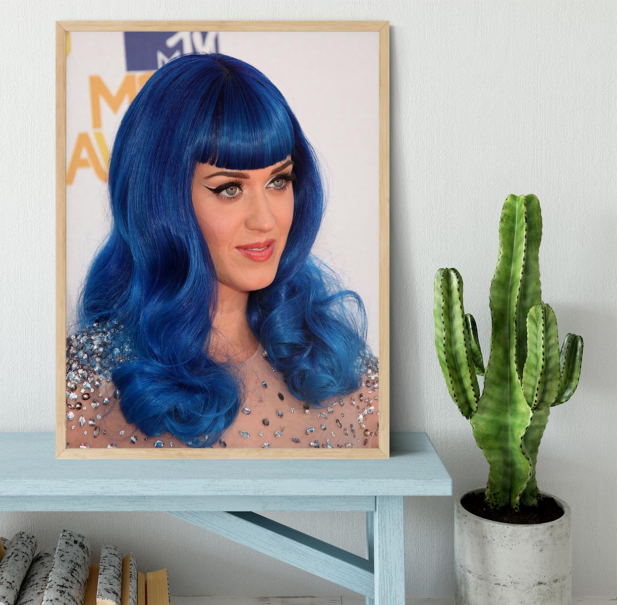 Katy Perry in blue Framed Print - Canvas Art Rocks - 4