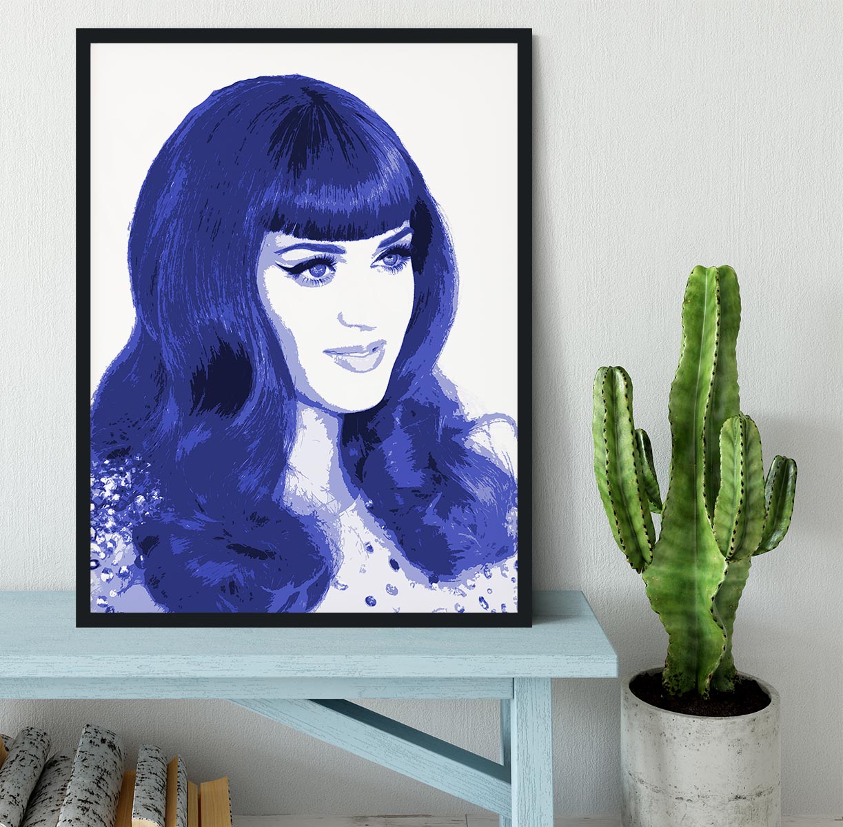 Katy Perry in blue pop art Framed Print - Canvas Art Rocks - 2