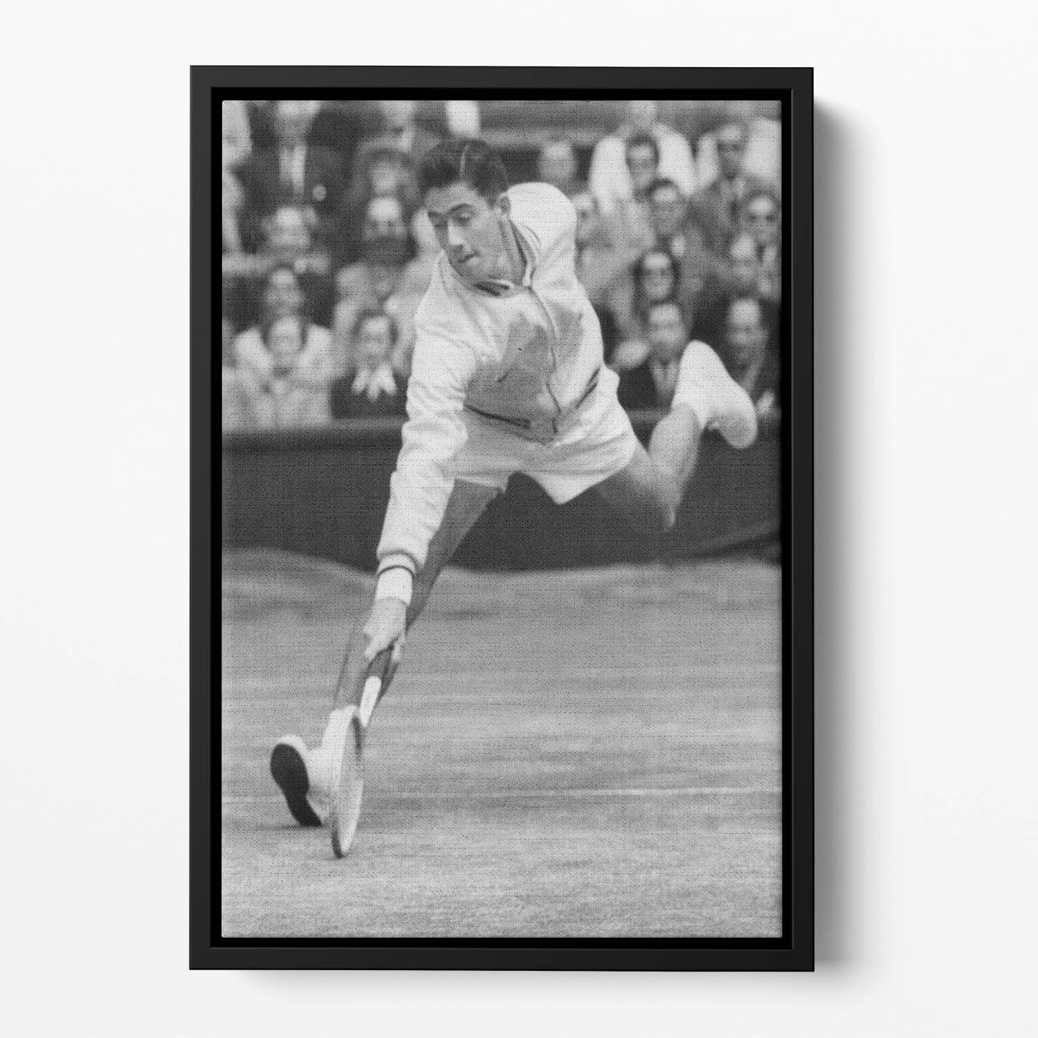 Ken Rosewall in action at Wimbledon Floating Framed Canvas
