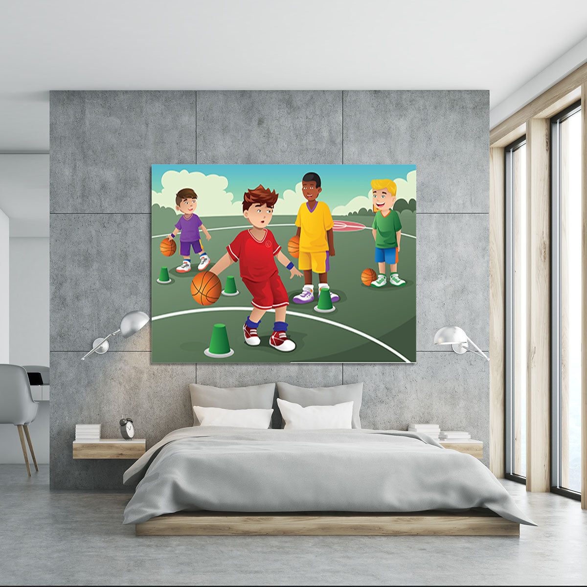 Kids practicing basketball Canvas Print or Poster - Canvas Art Rocks - 5