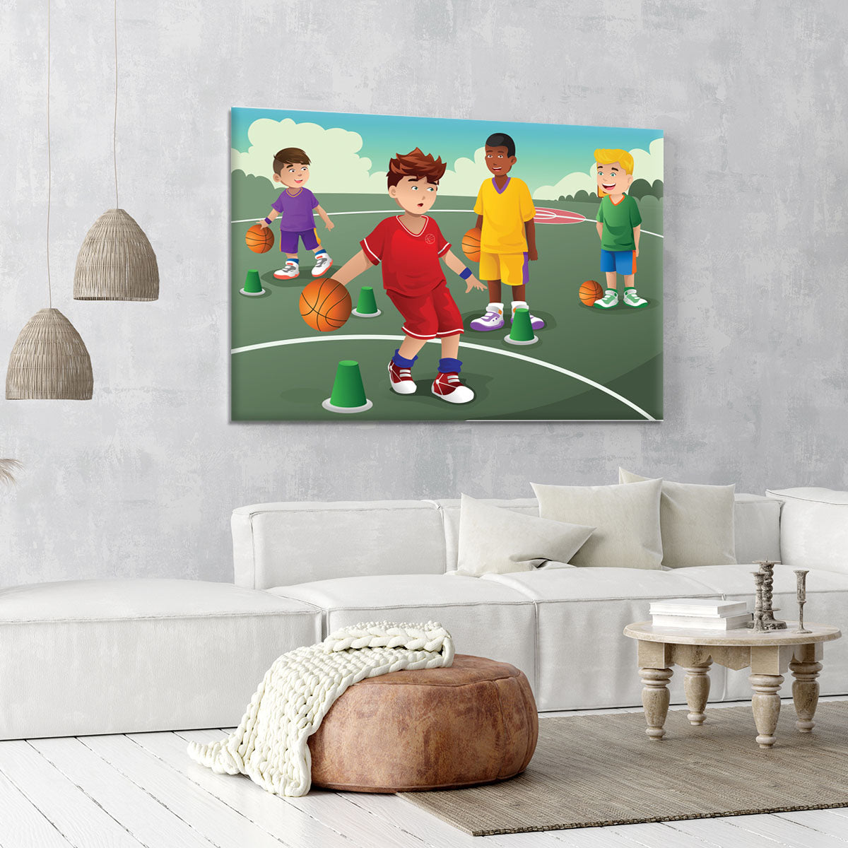 Kids practicing basketball Canvas Print or Poster - Canvas Art Rocks - 6