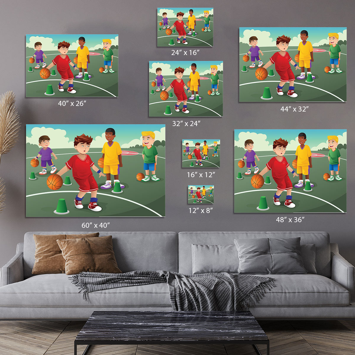 Kids practicing basketball Canvas Print or Poster - Canvas Art Rocks - 7